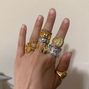 Elegant Gold and Silver Ring Set